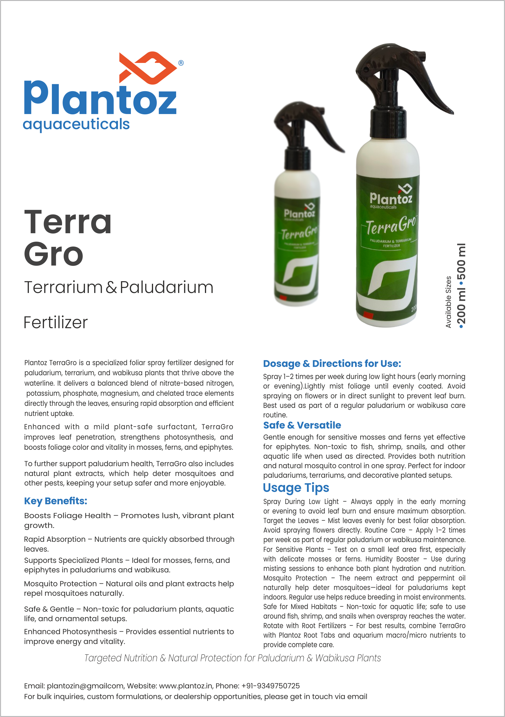 TERRA GRO 200mL TERRARIUM FERTILIZER SPRAY